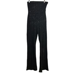 NEW Wid Fable full glitter & sequin flare leg jumpsuit convertable straps Small